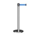 Montour Line Retractable Belt Rolling Stanchion, 2.5ft Pol.Steel Post  11ft. Lt Blu ME630-PS-LBL-110